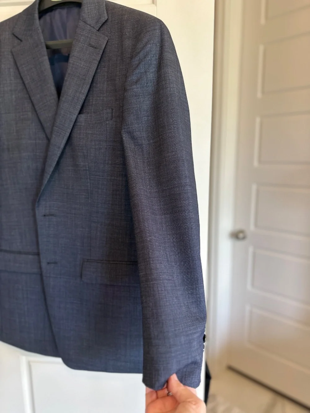 Calvin Klein 100% Wool Stretch Slim Suit – Blue Gray (Men’s Wearhouse)